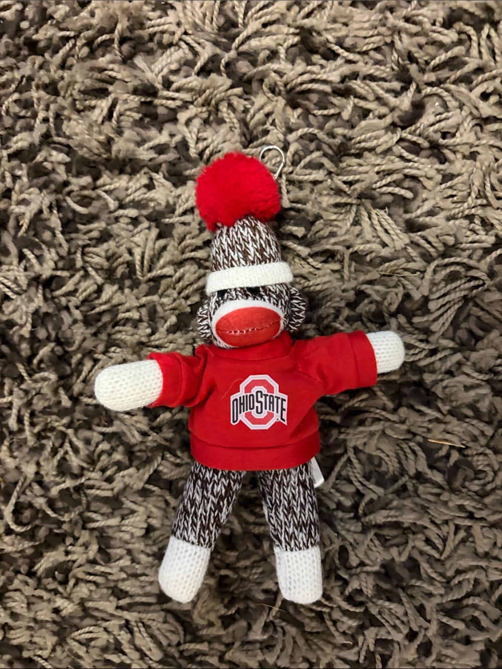 Ohio State Red Plush Sock Monkey Ornament